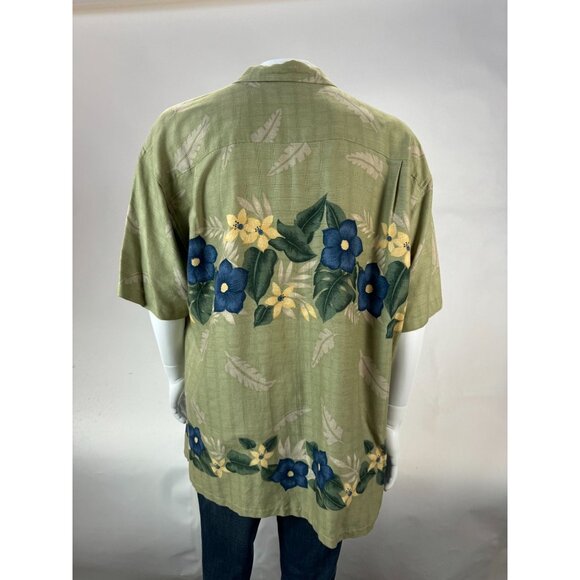 Cherokee XL Mens Green Floral Short Sleeve Button-Up Shirt - Picture 15 of 16